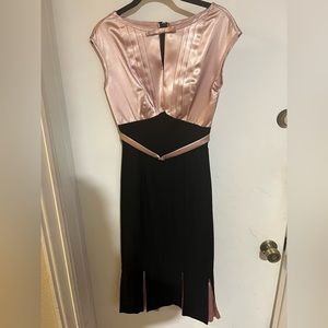 Stop Staring cocktail dress black with pink satin.